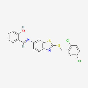 2-[(E)-({2-[(2,5-dichlorobenzyl)sulfanyl]-1,3-benzothiazol-6-yl}imino)methyl]phenol