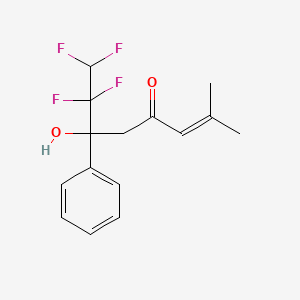 molecular formula C15H16F4O2 B15008564 7,7,8,8-Tetrafluoro-6-hydroxy-2-methyl-6-phenyloct-2-en-4-one 