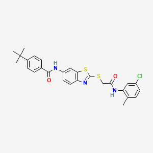 molecular formula C27H26ClN3O2S2 B15008609 4-tert-butyl-N-[2-({2-[(5-chloro-2-methylphenyl)amino]-2-oxoethyl}sulfanyl)-1,3-benzothiazol-6-yl]benzamide 