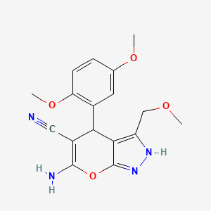 molecular formula C17H18N4O4 B15008647 6-Amino-4-(2,5-dimethoxyphenyl)-3-(methoxymethyl)-1,4-dihydropyrano[2,3-c]pyrazole-5-carbonitrile 