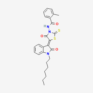 N-[(5Z)-5-(1-heptyl-2-oxo-1,2-dihydro-3H-indol-3-ylidene)-4-oxo-2-thioxo-1,3-thiazolidin-3-yl]-2-methylbenzamide