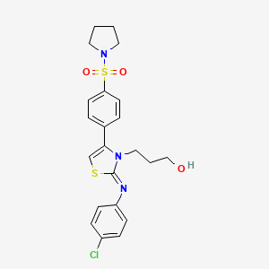 3-[(2Z)-2-[(4-chlorophenyl)imino]-4-[4-(pyrrolidin-1-ylsulfonyl)phenyl]-1,3-thiazol-3(2H)-yl]propan-1-ol