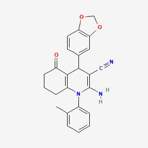 2-Amino-4-(1,3-benzodioxol-5-yl)-1-(2-methylphenyl)-5-oxo-1,4,5,6,7,8-hexahydroquinoline-3-carbonitrile