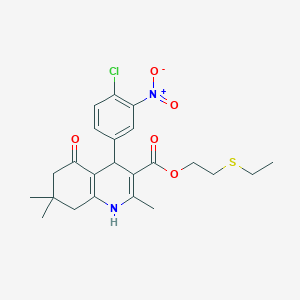 2-(Ethylsulfanyl)ethyl 4-(4-chloro-3-nitrophenyl)-2,7,7-trimethyl-5-oxo-1,4,5,6,7,8-hexahydroquinoline-3-carboxylate