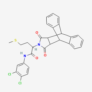 molecular formula C29H24Cl2N2O3S B15008741 N-(3,4-dichlorophenyl)-2-(16,18-dioxo-17-azapentacyclo[6.6.5.0~2,7~.0~9,14~.0~15,19~]nonadeca-2,4,6,9,11,13-hexaen-17-yl)-4-(methylsulfanyl)butanamide (non-preferred name) 