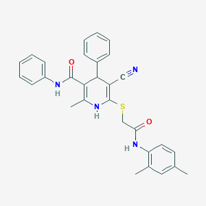 molecular formula C30H28N4O2S B15008781 5-cyano-6-({2-[(2,4-dimethylphenyl)amino]-2-oxoethyl}sulfanyl)-2-methyl-N,4-diphenyl-1,4-dihydropyridine-3-carboxamide 