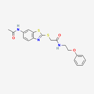 molecular formula C19H19N3O3S2 B15008859 2-[(6-acetamido-1,3-benzothiazol-2-yl)sulfanyl]-N-(2-phenoxyethyl)acetamide 