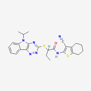 molecular formula C25H26N6OS2 B15008878 N-(3-cyano-4,5,6,7-tetrahydro-1-benzothiophen-2-yl)-2-{[5-(propan-2-yl)-5H-[1,2,4]triazino[5,6-b]indol-3-yl]sulfanyl}butanamide 