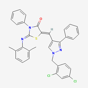 (2Z,5Z)-5-{[1-(2,4-dichlorobenzyl)-3-phenyl-1H-pyrazol-4-yl]methylidene}-2-[(2,6-dimethylphenyl)imino]-3-phenyl-1,3-thiazolidin-4-one