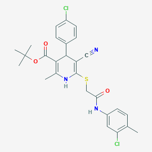 Tert-butyl 6-({2-[(3-chloro-4-methylphenyl)amino]-2-oxoethyl}sulfanyl)-4-(4-chlorophenyl)-5-cyano-2-methyl-1,4-dihydropyridine-3-carboxylate