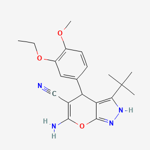 molecular formula C20H24N4O3 B15008904 6-Amino-3-tert-butyl-4-(3-ethoxy-4-methoxyphenyl)-1,4-dihydropyrano[2,3-c]pyrazole-5-carbonitrile 