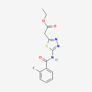 molecular formula C13H12FN3O3S B15008940 [5-(2-Fluoro-benzoylamino)-[1,3,4]thiadiazol-2-yl]-acetic acid ethyl ester 