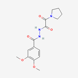 molecular formula C15H19N3O5 B15008957 3,4-dimethoxy-N'-[oxo(pyrrolidin-1-yl)acetyl]benzohydrazide 