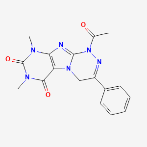 molecular formula C17H16N6O3 B15008966 1-Acetyl-7,9-dimethyl-3-phenyl-1,4-dihydro[1,2,4]triazino[3,4-f]purine-6,8(7H,9H)-dione 