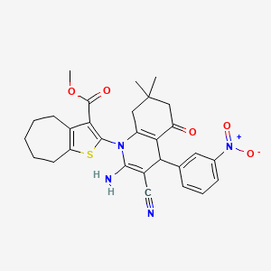 methyl 2-[2-amino-3-cyano-7,7-dimethyl-4-(3-nitrophenyl)-5-oxo-5,6,7,8-tetrahydroquinolin-1(4H)-yl]-5,6,7,8-tetrahydro-4H-cyclohepta[b]thiophene-3-carboxylate