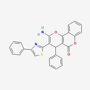 molecular formula C27H18N2O3S B15008982 2-amino-4-phenyl-3-(4-phenyl-1,3-thiazol-2-yl)-4H,5H-pyrano[3,2-c]chromen-5-one 