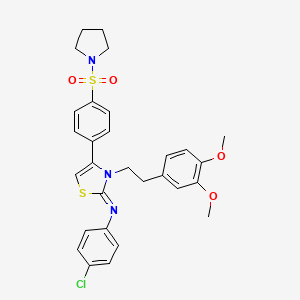 molecular formula C29H30ClN3O4S2 B15009009 4-chloro-N-[(2Z)-3-[2-(3,4-dimethoxyphenyl)ethyl]-4-[4-(pyrrolidin-1-ylsulfonyl)phenyl]-1,3-thiazol-2(3H)-ylidene]aniline 