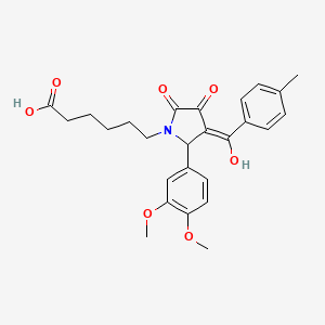 molecular formula C26H29NO7 B15009021 6-{2-(3,4-dimethoxyphenyl)-4-hydroxy-3-[(4-methylphenyl)carbonyl]-5-oxo-2,5-dihydro-1H-pyrrol-1-yl}hexanoic acid 