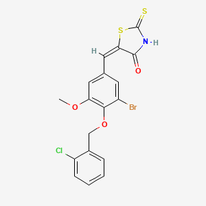 (5E)-5-({3-Bromo-4-[(2-chlorophenyl)methoxy]-5-methoxyphenyl}methylidene)-2-sulfanylidene-1,3-thiazolidin-4-one