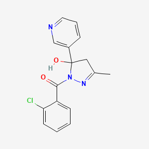 (2-chlorophenyl)[5-hydroxy-3-methyl-5-(pyridin-3-yl)-4,5-dihydro-1H-pyrazol-1-yl]methanone