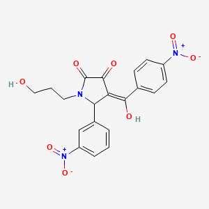 molecular formula C20H17N3O8 B15009126 3-hydroxy-1-(3-hydroxypropyl)-5-(3-nitrophenyl)-4-[(4-nitrophenyl)carbonyl]-1,5-dihydro-2H-pyrrol-2-one 