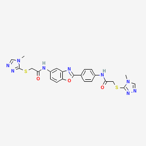 molecular formula C23H21N9O3S2 B15009133 2-[(4-methyl-4H-1,2,4-triazol-3-yl)sulfanyl]-N-{4-[5-({[(4-methyl-4H-1,2,4-triazol-3-yl)sulfanyl]acetyl}amino)-1,3-benzoxazol-2-yl]phenyl}acetamide 