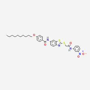 4-(decyloxy)-N-[2-({2-[(3-nitrophenyl)amino]-2-oxoethyl}sulfanyl)-1,3-benzothiazol-6-yl]benzamide