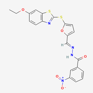 N'-[(E)-{5-[(6-ethoxy-1,3-benzothiazol-2-yl)sulfanyl]furan-2-yl}methylidene]-3-nitrobenzohydrazide