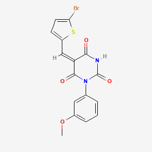 molecular formula C16H11BrN2O4S B15009155 (5E)-5-[(5-bromothiophen-2-yl)methylidene]-1-(3-methoxyphenyl)-1,3-diazinane-2,4,6-trione 