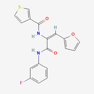 N-[(1E)-3-[(3-fluorophenyl)amino]-1-(furan-2-yl)-3-oxoprop-1-en-2-yl]thiophene-3-carboxamide