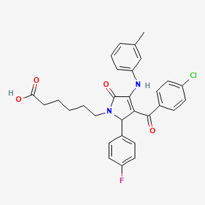 6-{3-[(4-chlorophenyl)carbonyl]-2-(4-fluorophenyl)-4-[(3-methylphenyl)amino]-5-oxo-2,5-dihydro-1H-pyrrol-1-yl}hexanoic acid