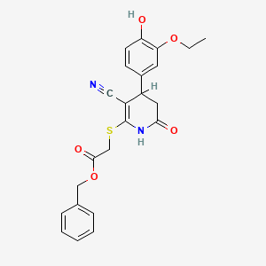 Benzyl {[3-cyano-4-(3-ethoxy-4-hydroxyphenyl)-6-hydroxy-4,5-dihydropyridin-2-yl]sulfanyl}acetate