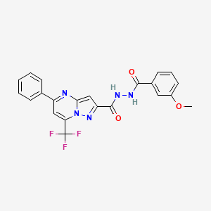 molecular formula C22H16F3N5O3 B15009201 N'-(3-methoxybenzoyl)-5-phenyl-7-(trifluoromethyl)pyrazolo[1,5-a]pyrimidine-2-carbohydrazide 