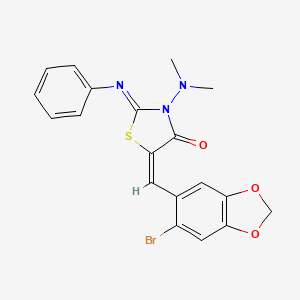 (2Z,5E)-5-[(6-bromo-1,3-benzodioxol-5-yl)methylidene]-3-(dimethylamino)-2-(phenylimino)-1,3-thiazolidin-4-one