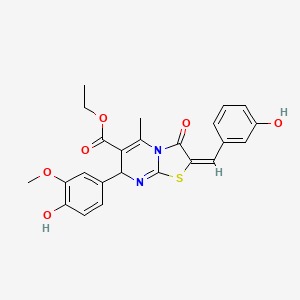 ethyl (2E)-2-(3-hydroxybenzylidene)-7-(4-hydroxy-3-methoxyphenyl)-5-methyl-3-oxo-2,3-dihydro-7H-[1,3]thiazolo[3,2-a]pyrimidine-6-carboxylate