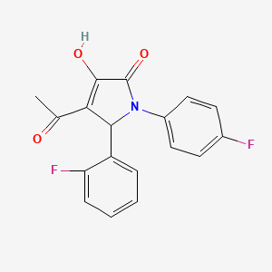 (4E)-5-(2-fluorophenyl)-1-(4-fluorophenyl)-4-(1-hydroxyethylidene)pyrrolidine-2,3-dione