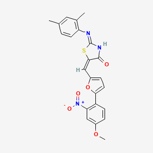 (2Z,5E)-2-[(2,4-dimethylphenyl)imino]-5-{[5-(4-methoxy-2-nitrophenyl)furan-2-yl]methylidene}-1,3-thiazolidin-4-one