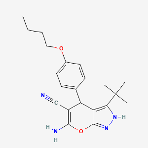 6-Amino-4-(4-butoxyphenyl)-3-tert-butyl-1,4-dihydropyrano[2,3-c]pyrazole-5-carbonitrile