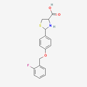 molecular formula C17H16FNO3S B15009284 2-{4-[(2-Fluorophenyl)methoxy]phenyl}-1,3-thiazolidine-4-carboxylic acid 