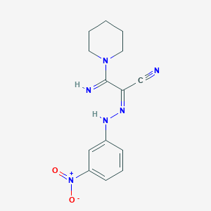 (2Z)-3-imino-2-[2-(3-nitrophenyl)hydrazinylidene]-3-(piperidin-1-yl)propanenitrile