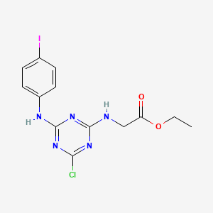 [4-Chloro-6-(4-iodo-phenylamino)-[1,3,5]triazin-2-ylamino]-acetic acid ethyl ester