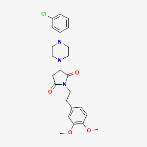 molecular formula C24H28ClN3O4 B15009322 3-[4-(3-Chlorophenyl)piperazin-1-yl]-1-[2-(3,4-dimethoxyphenyl)ethyl]pyrrolidine-2,5-dione 