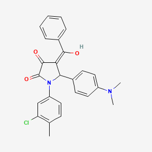 (4E)-1-(3-chloro-4-methylphenyl)-5-[4-(dimethylamino)phenyl]-4-[hydroxy(phenyl)methylidene]pyrrolidine-2,3-dione