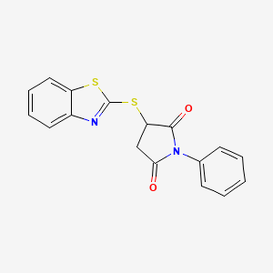 molecular formula C17H12N2O2S2 B15009361 3-(1,3-Benzothiazol-2-ylsulfanyl)-1-phenylpyrrolidine-2,5-dione 