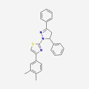 4-(3,4-dimethylphenyl)-2-(3,5-diphenyl-4,5-dihydro-1H-pyrazol-1-yl)-1,3-thiazole