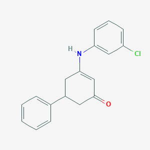 molecular formula C18H16ClNO B15009410 3-[(3-Chlorophenyl)amino]-5-phenylcyclohex-2-en-1-one 