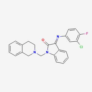 (3Z)-3-[(3-chloro-4-fluorophenyl)imino]-1-(3,4-dihydroisoquinolin-2(1H)-ylmethyl)-1,3-dihydro-2H-indol-2-one