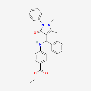 ethyl 4-{[(1,5-dimethyl-3-oxo-2-phenyl-2,3-dihydro-1H-pyrazol-4-yl)(phenyl)methyl]amino}benzoate