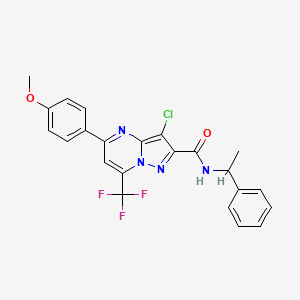 3-chloro-5-(4-methoxyphenyl)-N-(1-phenylethyl)-7-(trifluoromethyl)pyrazolo[1,5-a]pyrimidine-2-carboxamide