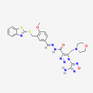 molecular formula C26H26N10O4S2 B15009481 1-(4-amino-1,2,5-oxadiazol-3-yl)-N'-[(E)-{3-[(1,3-benzothiazol-2-ylsulfanyl)methyl]-4-methoxyphenyl}methylidene]-5-(morpholin-4-ylmethyl)-1H-1,2,3-triazole-4-carbohydrazide 